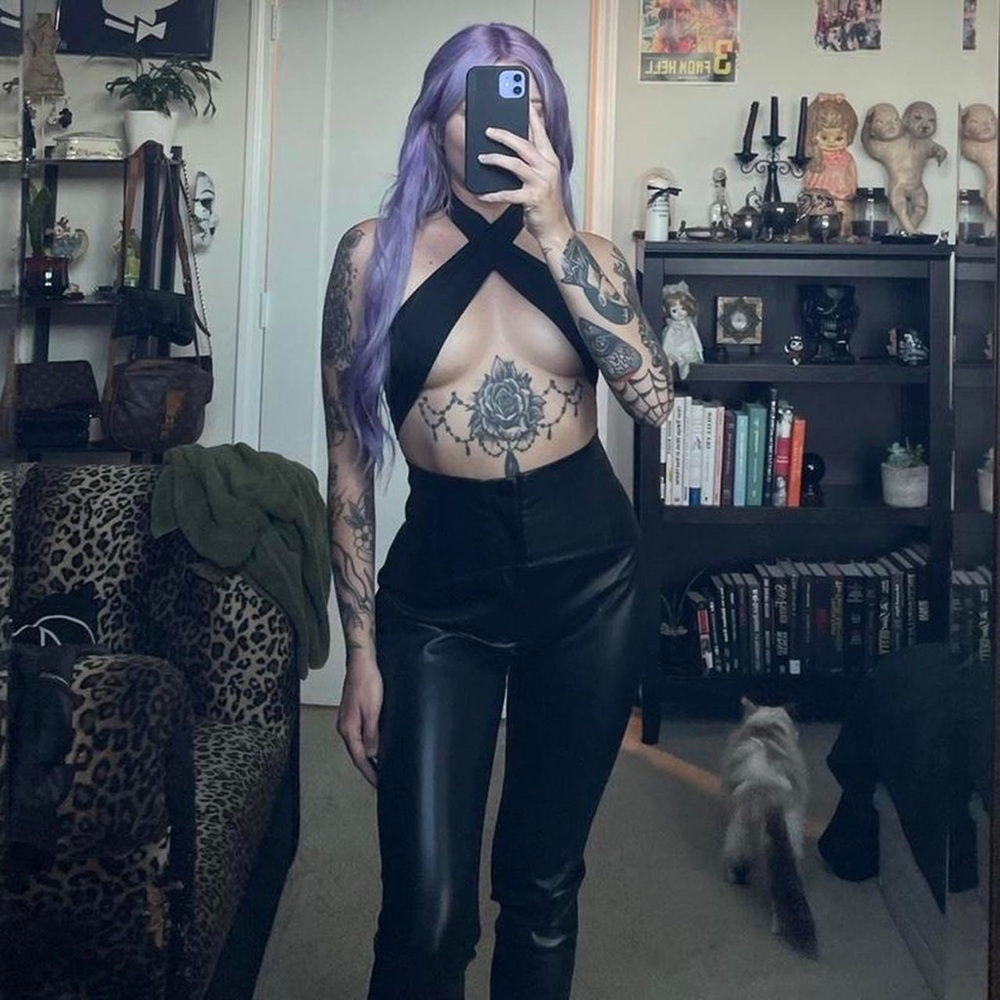 Black multi tie top